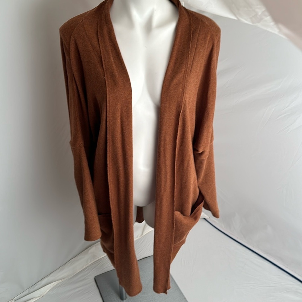 Pact Saddle Heather Airplane brown casual organic cotton open cardigan